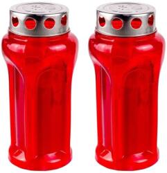 Welora 2 db-os díszgyertya készlet, paraffinból, ezüstszínű fémfedéllel, égési idő 40 óra, Ø7x20 cm, piros színű (JM1099799)