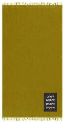 Welora Strandtörölköző, pamut, "Don't Worry Be Happy", 170x90cm, Khaki (JM1209605)