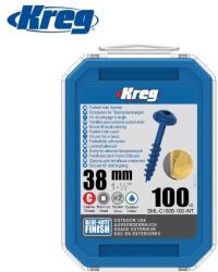 Kreg Tool Винтове за дърво 1, 50 (38 мм), Blue-Kote покритие 100 бр. груба резба - Maxi-Loc / Kreg SML-C150B-100 / (Kreg SML-C150B-100)