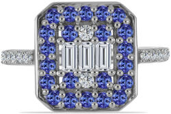  Ezüst Gyűrű Tanzanittal és Fehér Topázzal, Y59517/57