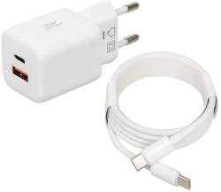 iBOX C-42 USB-A / USB-C Hálózati Gyorstöltő Adapter 33 W + USB Type-C Töltőkábel - Fehér