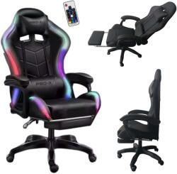 PRO-X MURK Scaun gamer cu lumină LED și suport pentru picioare - negru (KF-G919-L-black)