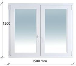 Decco 150x120 Bukó - Nyíló + Nyíló műanyag ablak Decco 71 profil 2 retegű üvegezés