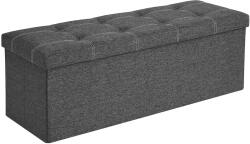 VASBÚTOR Puff, Tároló pad összecsukható ülés ottomán 110x38x38 cm, sötétszürke