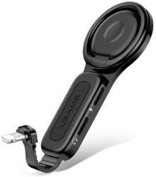 USAMS Adapter AU06 2 Az 1-ben Lightning-2 x Lightning + Gyűrűs Tartó Fekete