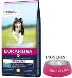 EUKANUBA Eukanuba Adult Large Gabonamentes csirke 12kg + INGYENES Eukanuba tál!