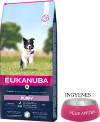 EUKANUBA Eukanuba Puppy&Junior Small/Medium Lamb&Rice 12kg + INGYENES Eukanuba tál!