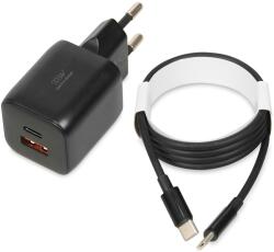 iBOX C-42 USB-A / USB-C Hálózati Gyorstöltő Adapter 33 W + USB Type-C Töltőkábel - Fekete