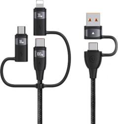 USAMS U85 USB-A/Type-C-Type-C/Lightning/MicroUSB Kábel 1.2 m 100W PD-Fekete (USA1098) (USA1098)