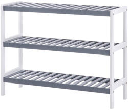 SONGMICS Bambusz Cipőtartó Állvány Fehér-Szürke 3 Szintes (EUZ-LBS03WG)