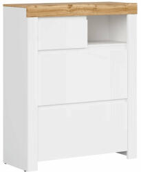  Cipőtároló Sonsoru 119 (Fehér + Fényes fehér + Wotan tölgy)