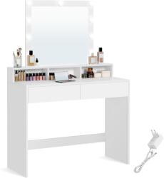 VASAGLE sminkasztal LED világítással, állítható fényerővel, fehér (RDT164W01) - vasbutor
