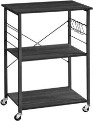 VASAGLE Kerekes konyhai állvány, tálaló kocsi ébenfekete (KKS060B42)