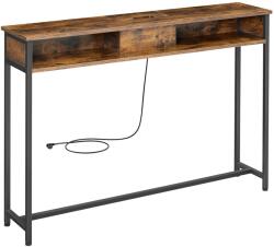 VASAGLE Konzolasztal, keskeny asztal 2 nyitott fiókkal, barna-fekete (LNT111K01)