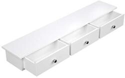 SONGMICS Lebegő falipolc 3 fiókkal, fali tárolóval, fehér, 80x15x10 cm (LWS085W01V1)