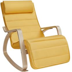 SONGMICS Karfás hintaszék, nyírfa hintaszék 5 irányban állítható lábtámasszal, pasztell sárga (LYY010Y01)