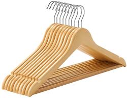 SONGMICS Fa fogasok, 10 darabos készlet, csúszásgátló nadrágrúddal, natúr (CRW001-10)