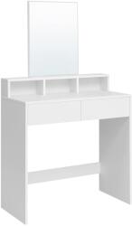 VASAGLE Fésülködőasztal nagy tükörrel, 2 fiókkal, modern kozmetikai asztal, fehér (RDT113W01)