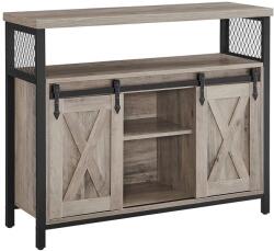 VASAGLE Tárolószekrény 2 tolóajtóval, konyhaszekrény állítható polcokkal, greige-fekete (LSC092B02)