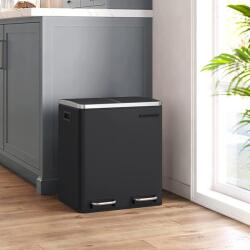 SONGMICS Légmentes acél szemetes, konyhai szemetes, 2 x 15 literes, fekete (LTB30BK) - vasbutor