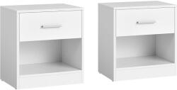 VASAGLE Éjjeliszekrény, 2 darabos szett, fiókkal 28 x 39 x 41 cm fehér (LET819T14)