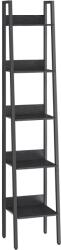 VASAGLE Létrapolc, könyvespolc, 5 szintes keskeny polc, fekete (LLS109B56)