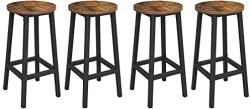 VASAGLE 4 darabos bárszék szett, konyhai ülőke, acélvázzal, 65 cm, rusztikus barna és fekete (LBC232B01)