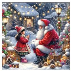 Ambiente Karácsonyi Télapós szalvéta - Mikulás kislánnyal 25x25 cm - Talking to Santa (VR-32520055)