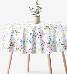 Goldea kör alkó pamut terítő - festett réti virágok Ø 150 cm