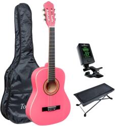 Toledo MARISOL 34PK - Chitara clasica 3/4, trei sferturi (culoare roz), husa, tuner, scaunel de picior