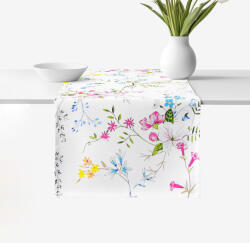 Goldea napron de masă 100% bumbac - flori de pajiște pictate 50x180 cm Fata de masa
