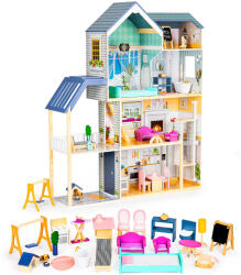 ECOTOYS Casă mare de păpuși din lemn 138 cm Reședința Maya 28 piese ECOTOYS Casuta papusi