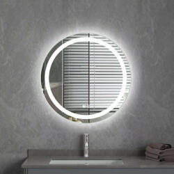 Welland Type-2 LED tükör - fényerő + színhőfok állítás + páramentesítő + óra - Ø 70 cm