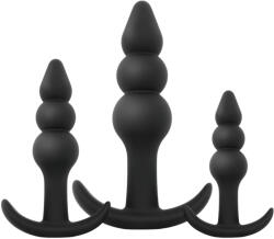 EasyToys - анален плъг сет с топчета - 3 части - черен