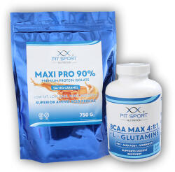 FitSport Nutrition Maxi Pro 90% 750g + BCAA 4: 1: 1 240cps - sós karamell - gyogy-novenyek - 9 931 Ft