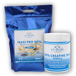 FitSport Nutrition Maxi Pro 90% 2500g + 100% kreatin tabletta 4500mg 240 zöldséges tabletta - vanília - gyogy-novenyek - 20 692 Ft