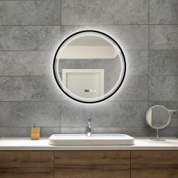 Welland Welland Type-2F LED tükör - fényerő + színhőfok állítás + páramentesítő + óra - Ø 60 cm (00C02B-60-CD)