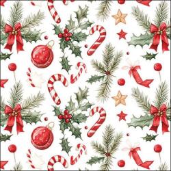 Ambiente Karácsonyi fenyőágas - nyalókás szalvéta - 25x25 cm - Christmas Elements (VR-32520290)
