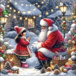 Ambiente Karácsonyi Télapós szalvéta - Mikulás kislánnyal - Talking to Santa (VR-33320055)