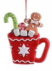 Art from Italy Karácsonyi mézeskalácsos mézi karácsonyfadísz, 10×11, 5 cm - Hópihés piros bögre