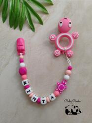 Baby Panda Névre szóló rágcsalánc - Teknős - rózsaszín2