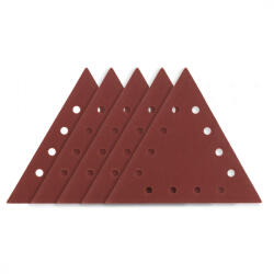 GRAPHITE Hârtie de Șlefuit Triunghiulară cu Velcro, K120, 12 găuri, 5 bucăți pentru șlefuitor 59G264 (54H033) - mistertools