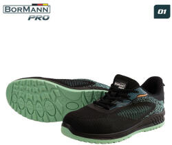 Bormann Pantof de protecție sportiv O1, NEGRU-ALBASTRU, FLYKNIT/mesh, GRANADA Mărimea 42 (BPP8266)
