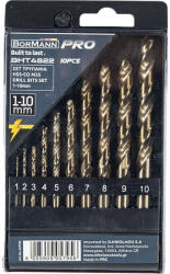 Bormann set 10 burghie HSS-Co M35 1-10mm (BHT4822) Burghiu