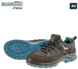 Bormann Pantof de siguranță S3, negru cu albastru, piele nubuck, model Madrid, Mărimea 42 (BPP8273)