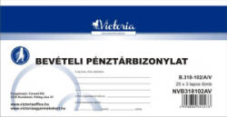 Victoria Nyomtatvány, bevételi pénztárbizonylat, 25x3, 'B. 318-102', 10 tömb/csomag (NVB318102AV) (NVB318102AV)