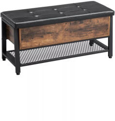 VASAGLE Cipőtároló pad párnázott ülőfelülettel rusztikus 100x40x47 cm (LSB47BX)