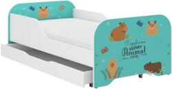 Wooden Toys MIKI gyerekágy 160x80cm matraccal és ágyneműtartóval - kapibara rét