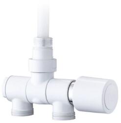 Icma art. 930 dizájn-radiátorszelep, 1/2" M24x1, 5, termosztát-opcióval, injektorcsöves, fehér