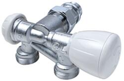 Giacomini R357B egypontcsatlakozású, injektorcsöves (D12) radiátorszelep, kétcsöves, fal felőli, jobbos